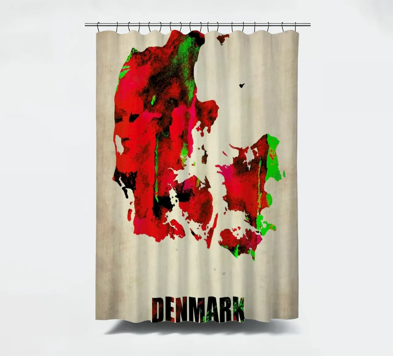 Denmark Watercolor Map tenda da doccia da Naxart