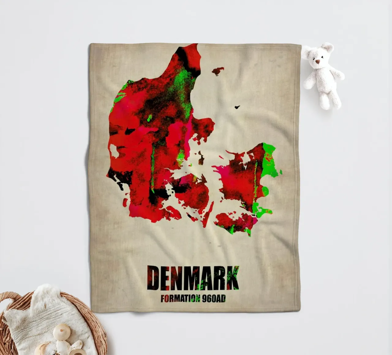 Denmark Watercolor Map coperta in pile da Naxart