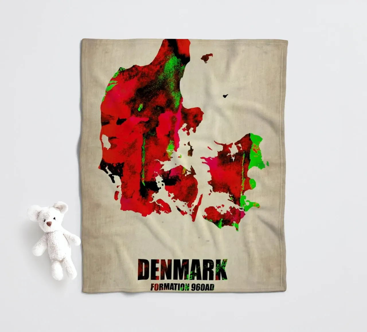 Denmark Watercolor Map coperta in pile da Naxart