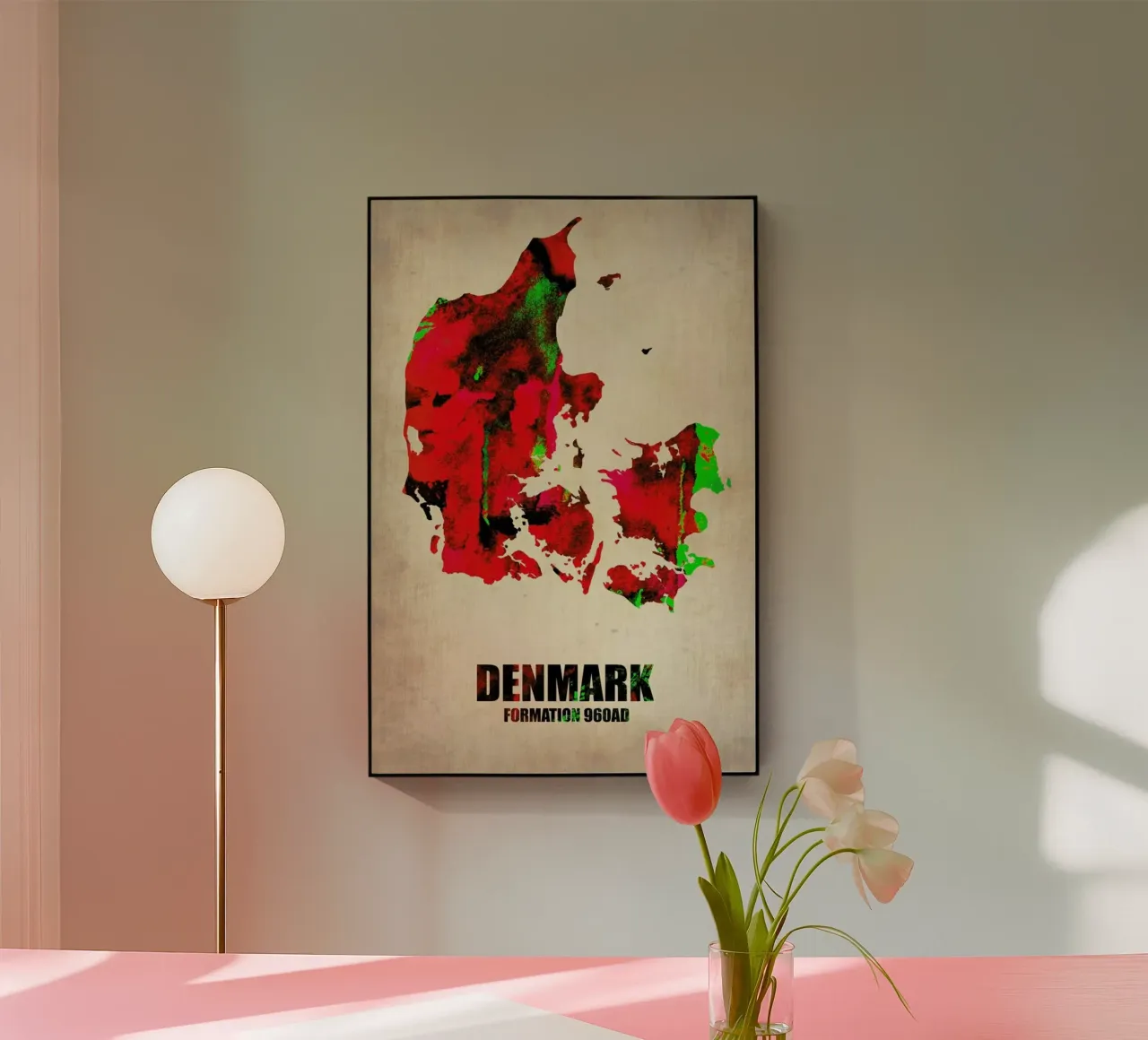 Denmark Watercolor Map plexiglass da Naxart