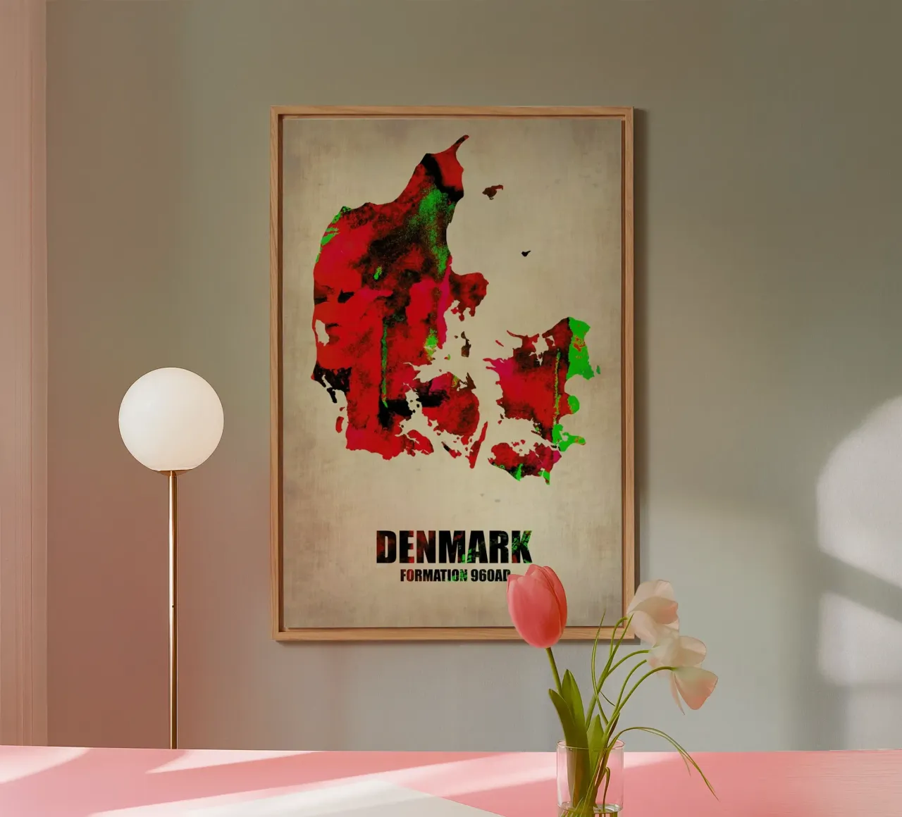 Denmark Watercolor Map alluminio dibond da Naxart