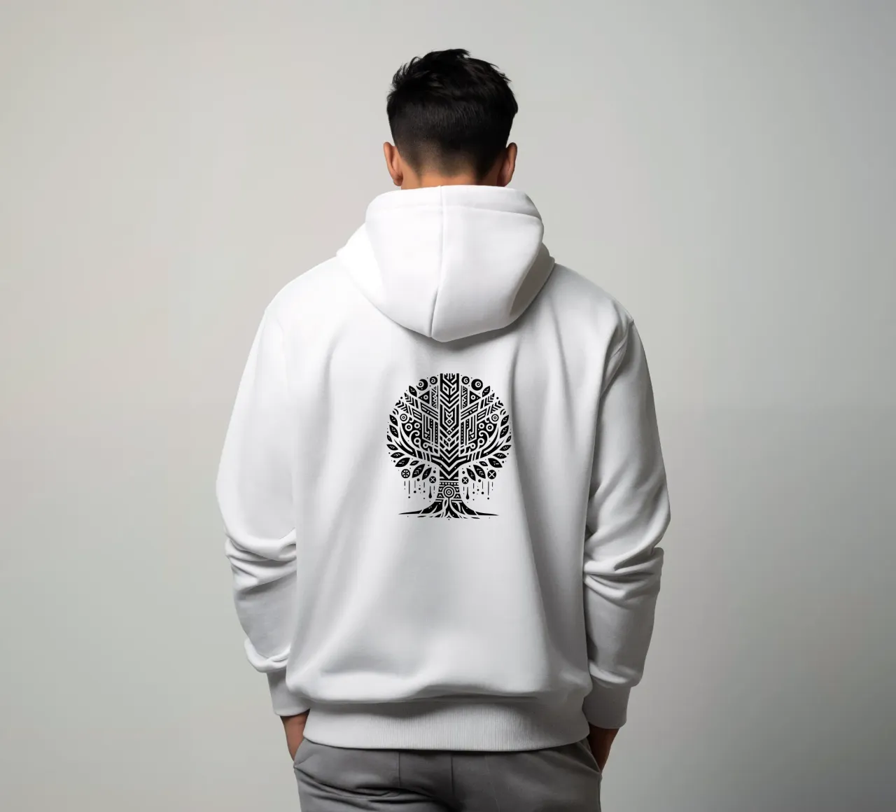 Albero della vita in bianco e nero felpa con cappuccio da Spiritual Touch