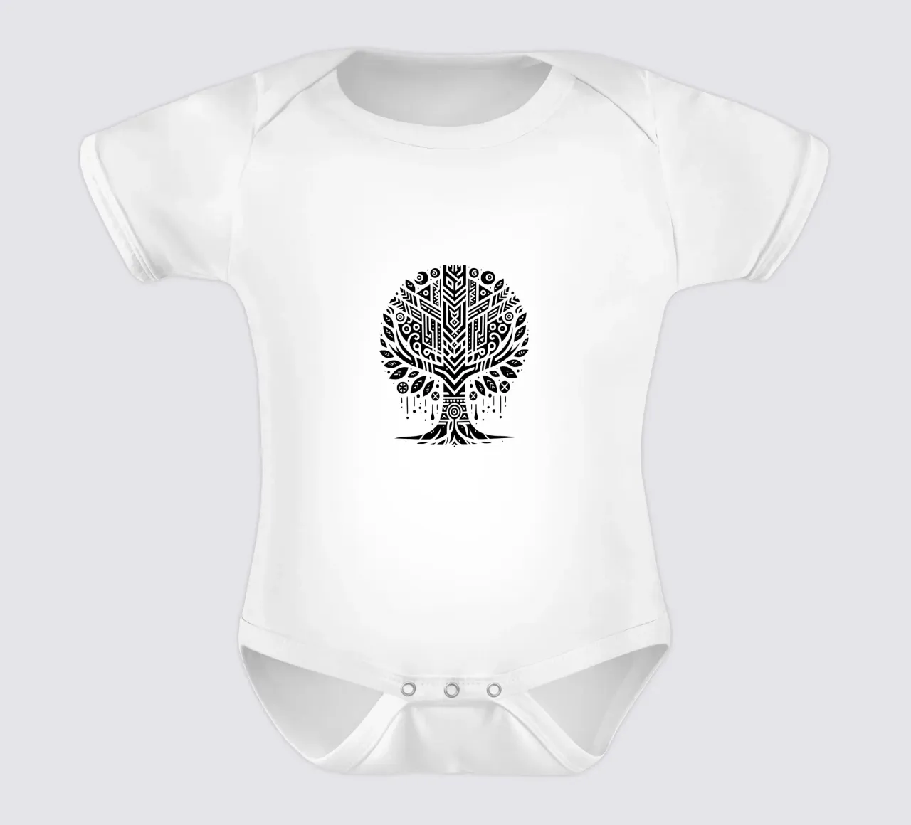 Albero della vita in bianco e nero body neonato maniche corte da Spiritual Touch