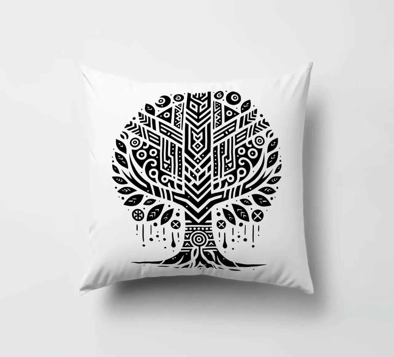 Albero della vita in bianco e nero cuscino da Spiritual Touch