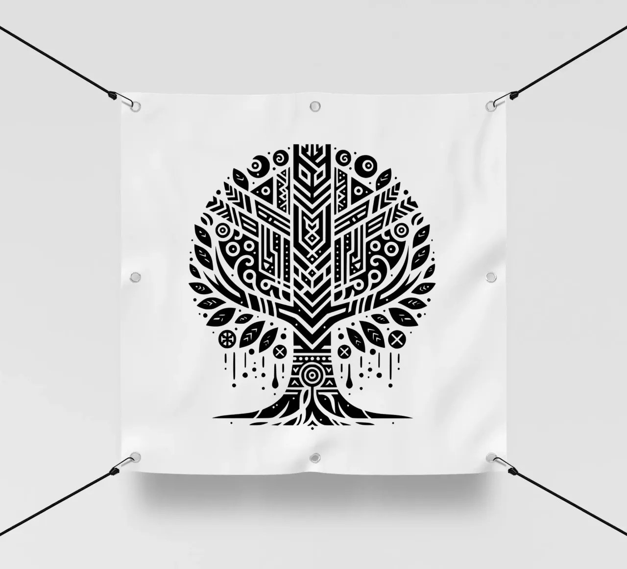 Albero della vita in bianco e nero telo in pvc da Spiritual Touch
