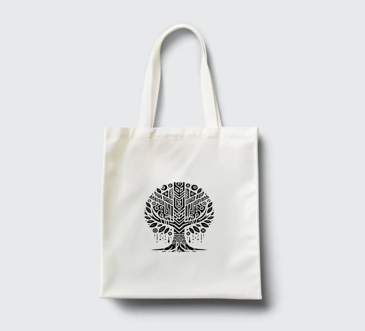 Albero della vita in bianco e nero borsa in juta da Spiritual Touch