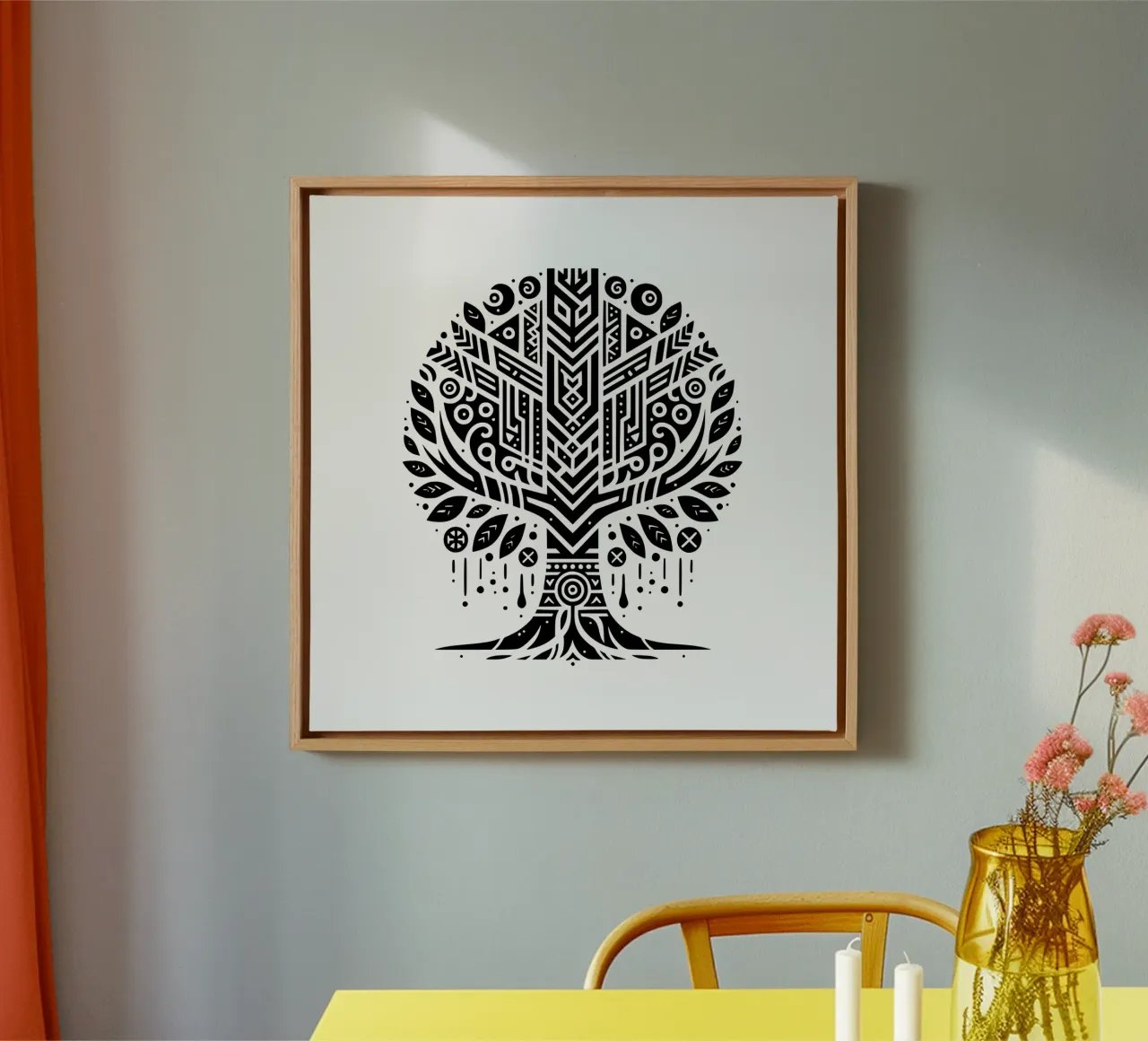 Albero della vita in bianco e nero tela con Cornice a cassetta da Spiritual Touch