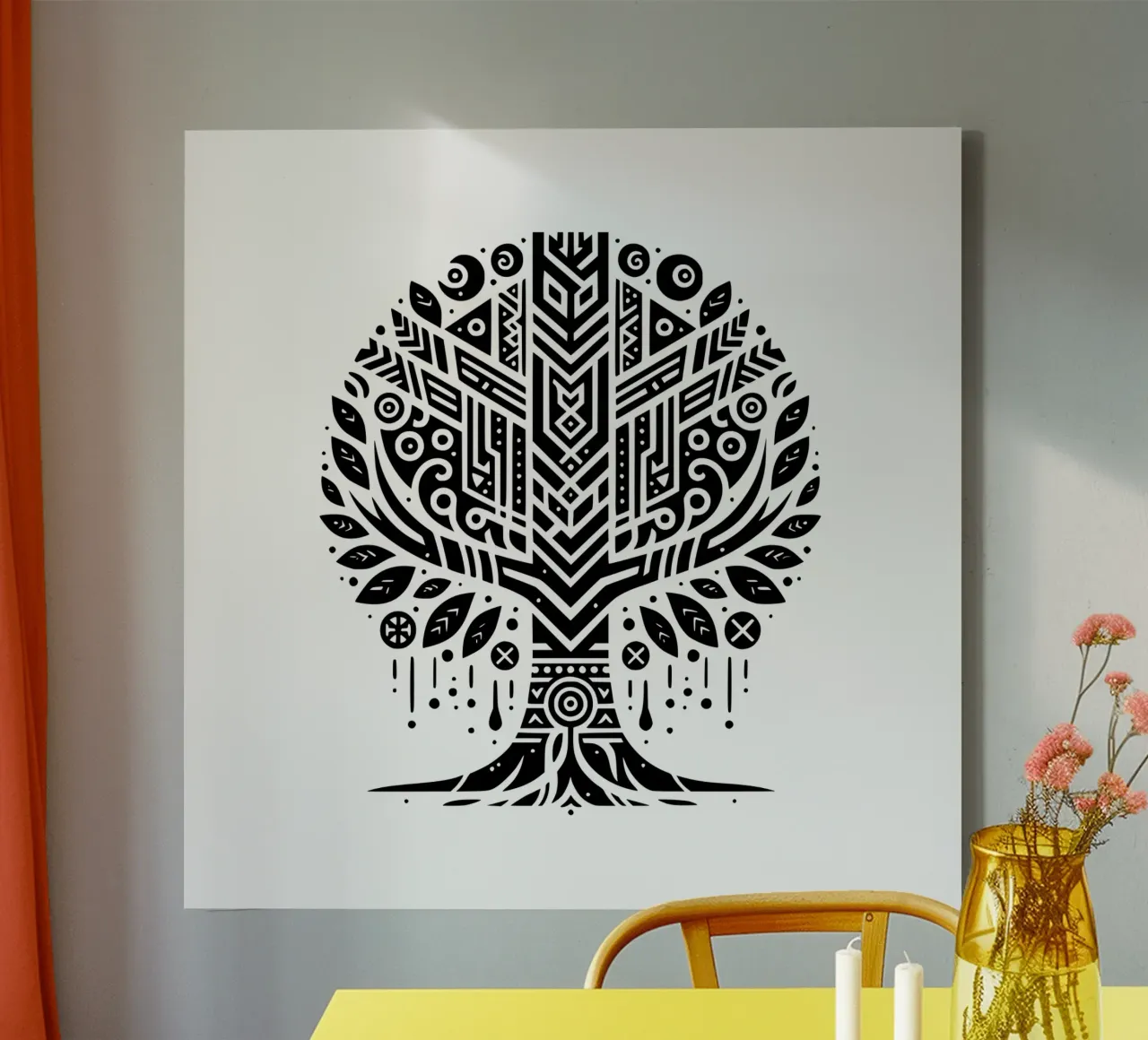 Albero della vita in bianco e nero tela con Cornice a cassetta da Spiritual Touch