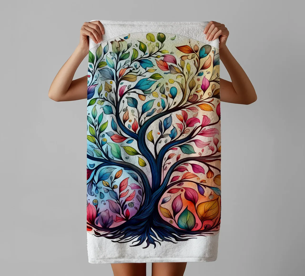 Albero della vita colorato asciugamano da bagno da Spiritual Touch