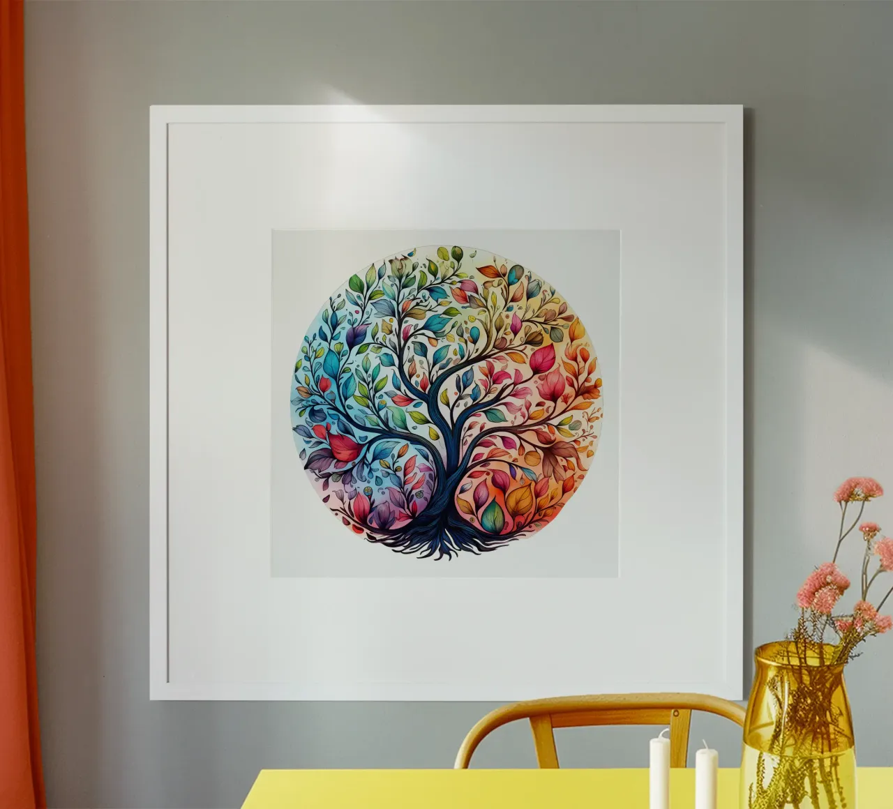 Albero della vita colorato poster con telaio in alluminio da Spiritual Touch
