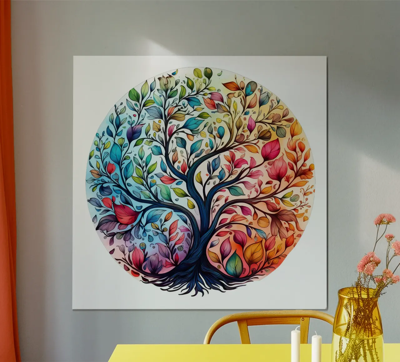 Albero della vita colorato poster con telaio in alluminio da Spiritual Touch