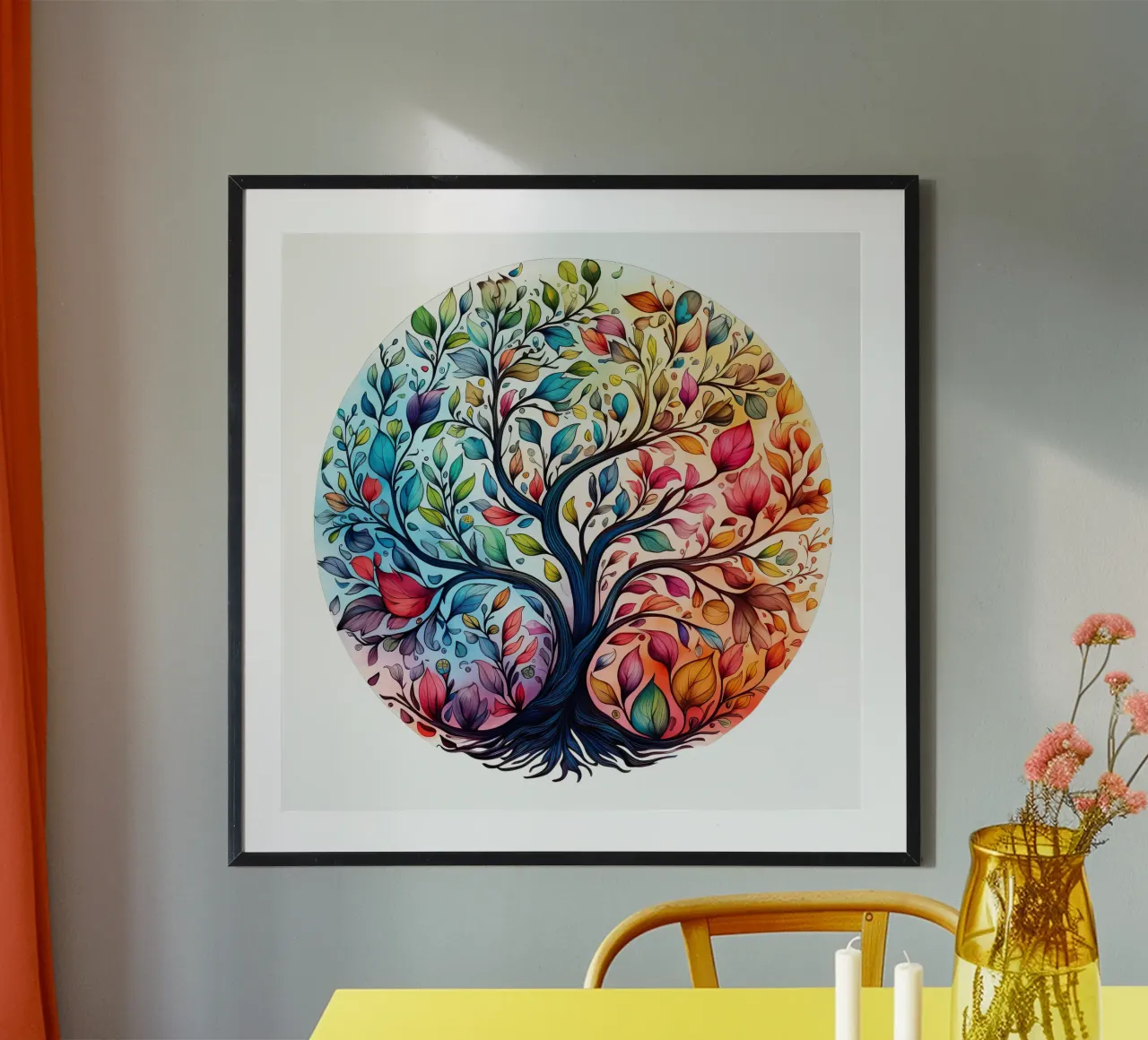 Albero della vita colorato poster con telaio in alluminio da Spiritual Touch