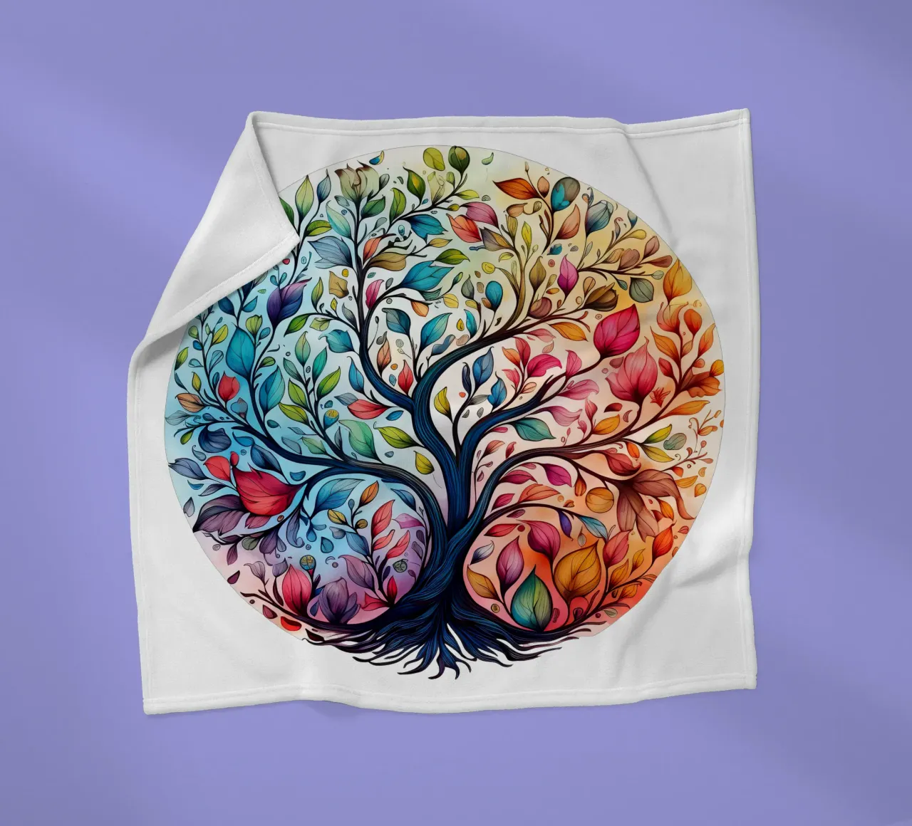 Albero della vita colorato coperta in pile da Spiritual Touch
