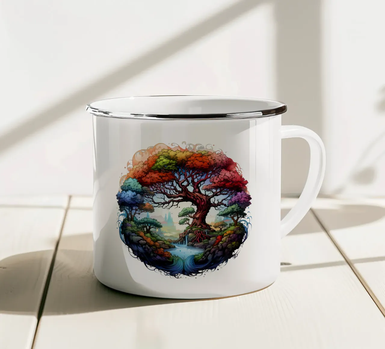 Albero della vita colorato tazza in smalto da Spiritual Touch
