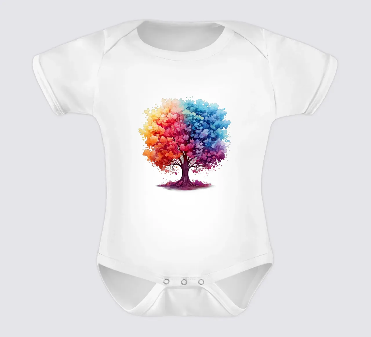 Bunter Baum des Lebens Kurzarm Babybody von Spiritual Touch