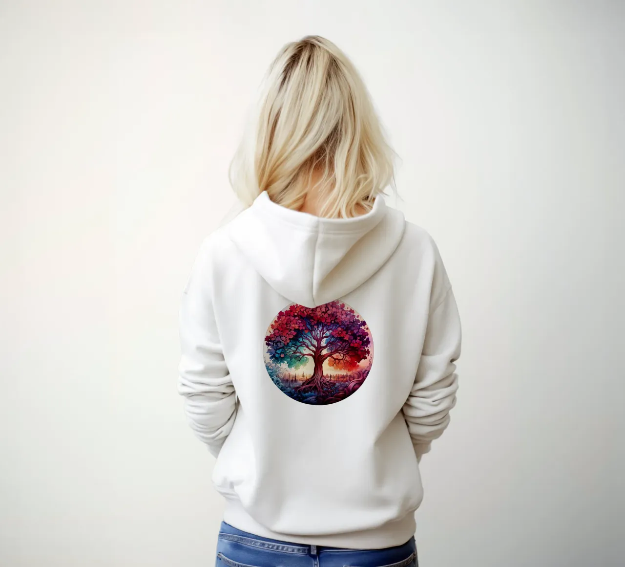 Albero della vita colorato felpa con cappuccio da Spiritual Touch