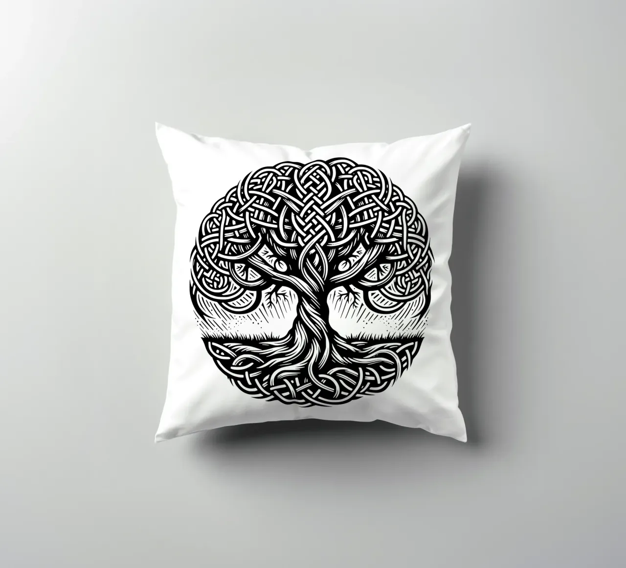 Albero della vita in bianco e nero cuscino da Spiritual Touch