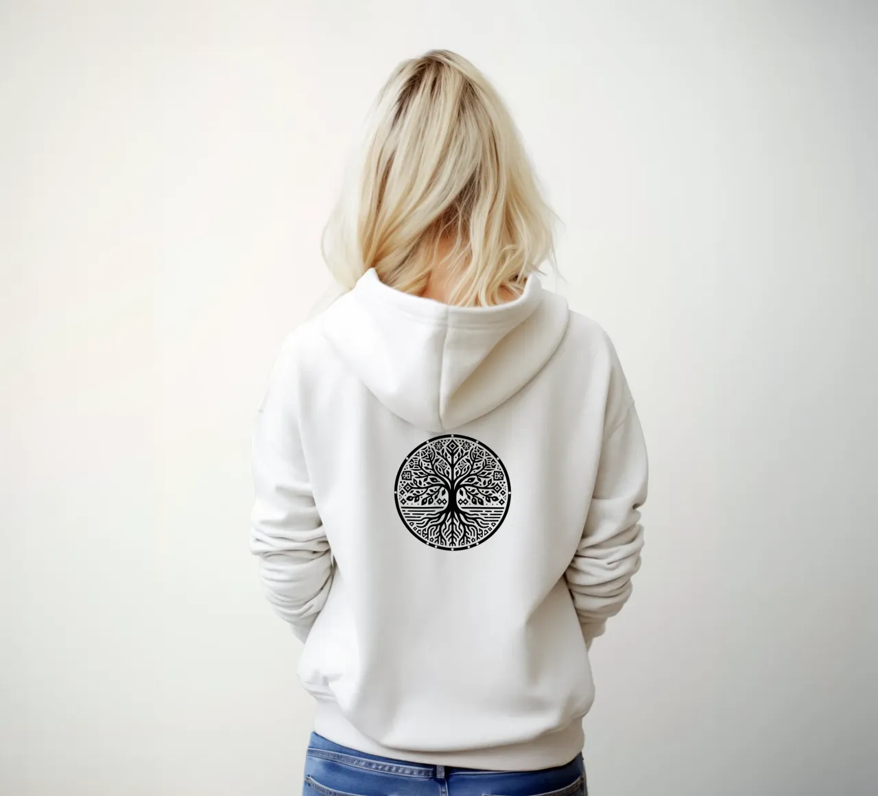 Albero della vita in bianco e nero felpa con cappuccio da Spiritual Touch