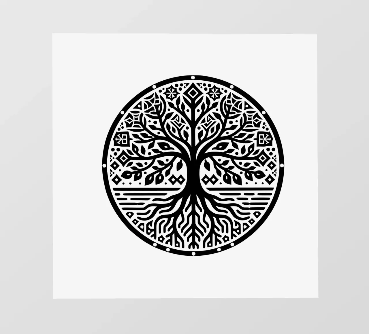 Albero della vita in bianco e nero telo in pvc da Spiritual Touch