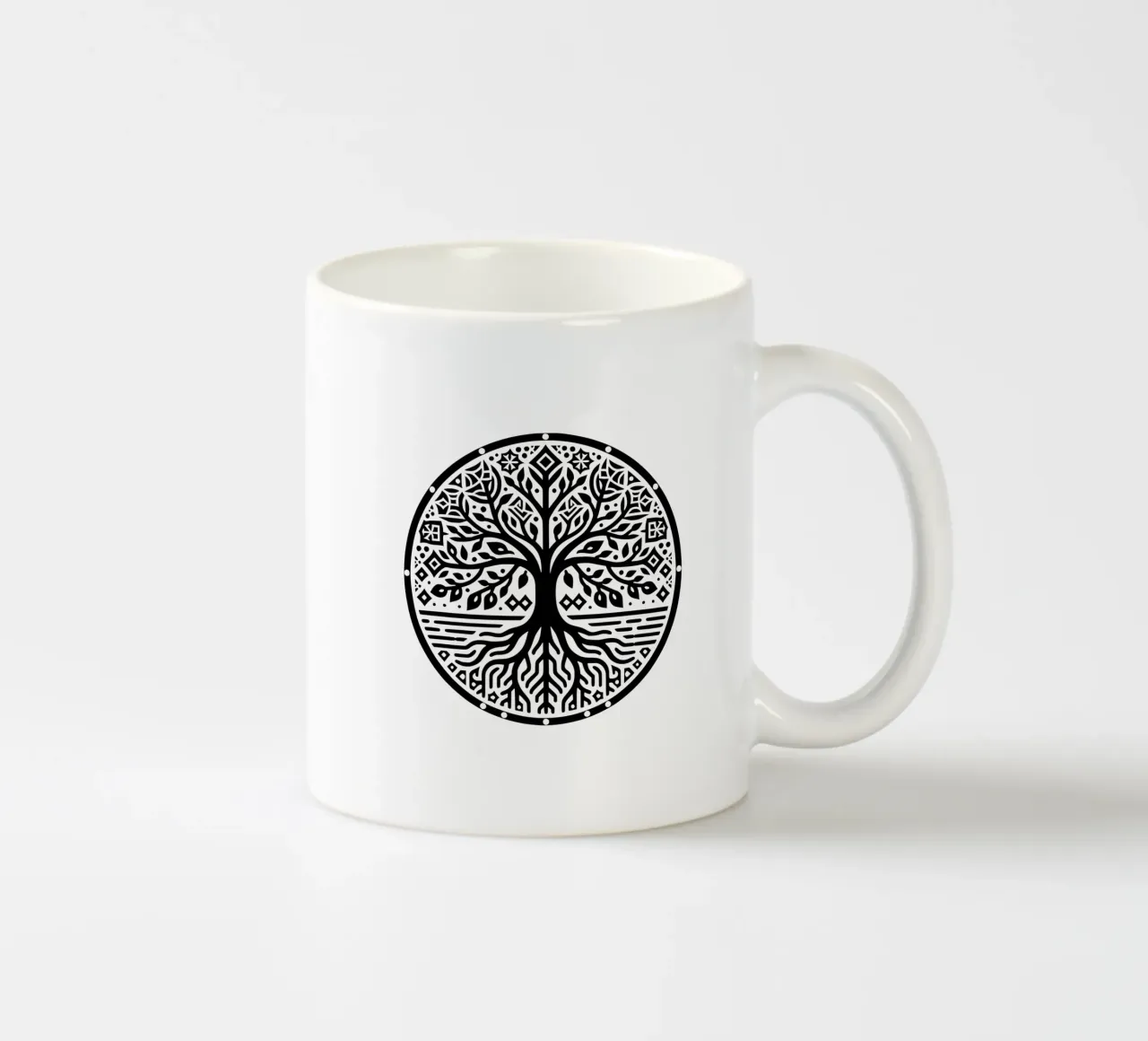 Albero della vita in bianco e nero tazza in ceramica da Spiritual Touch