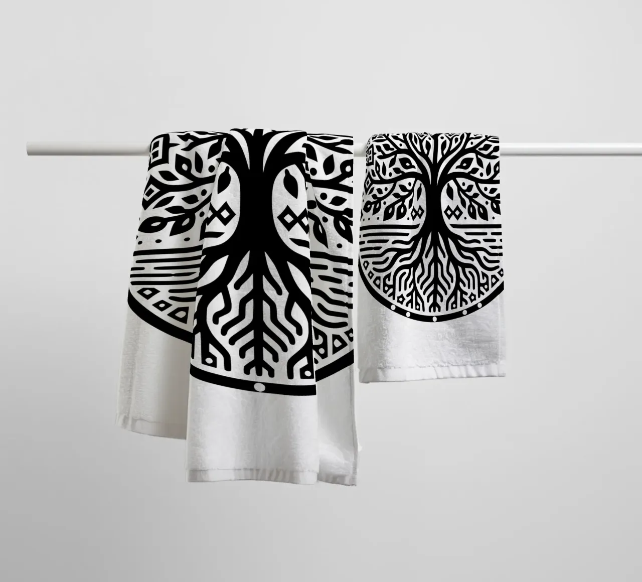 Albero della vita in bianco e nero asciugamano da bagno da Spiritual Touch