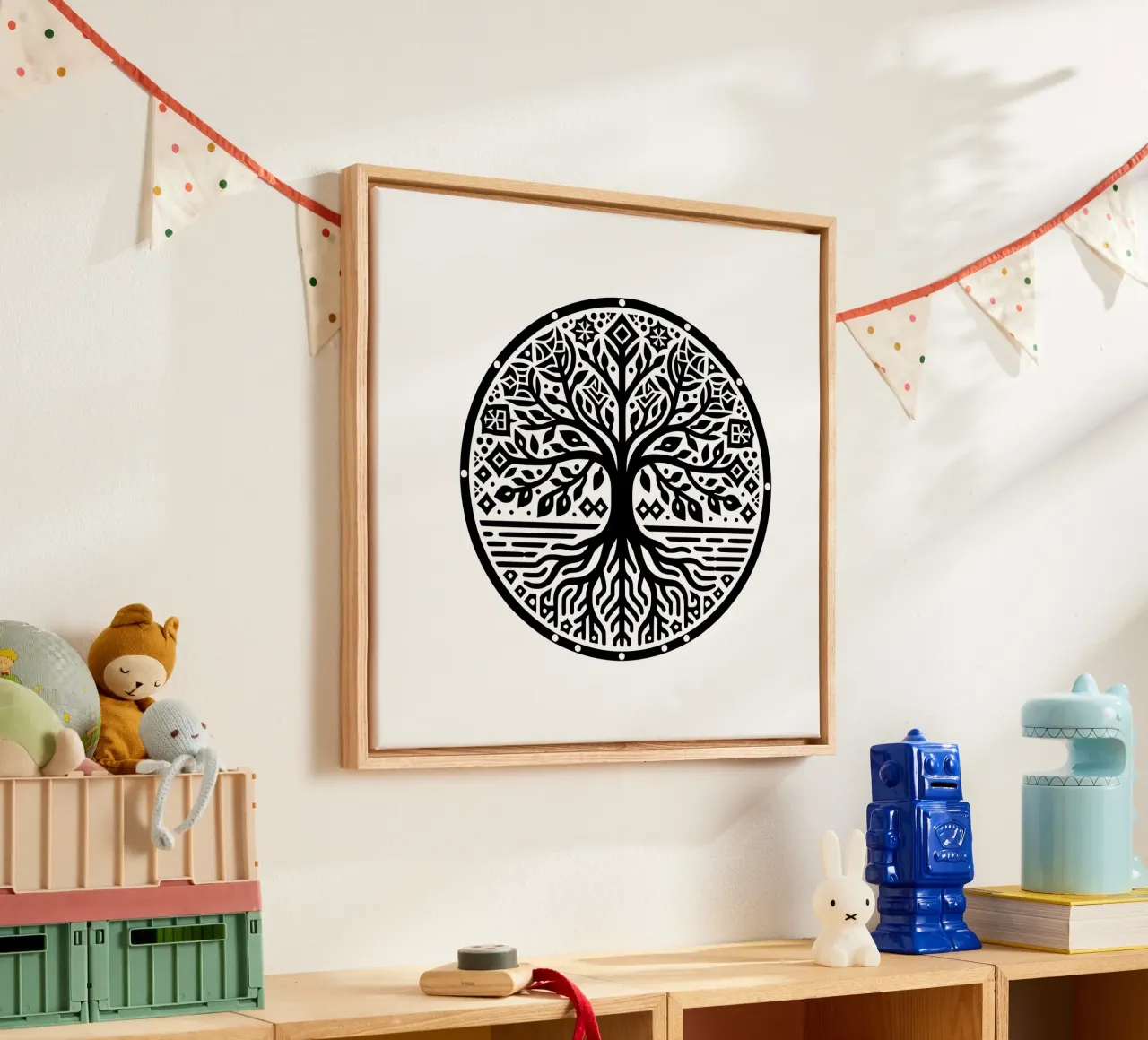 Albero della vita in bianco e nero tela con Cornice a cassetta da Spiritual Touch