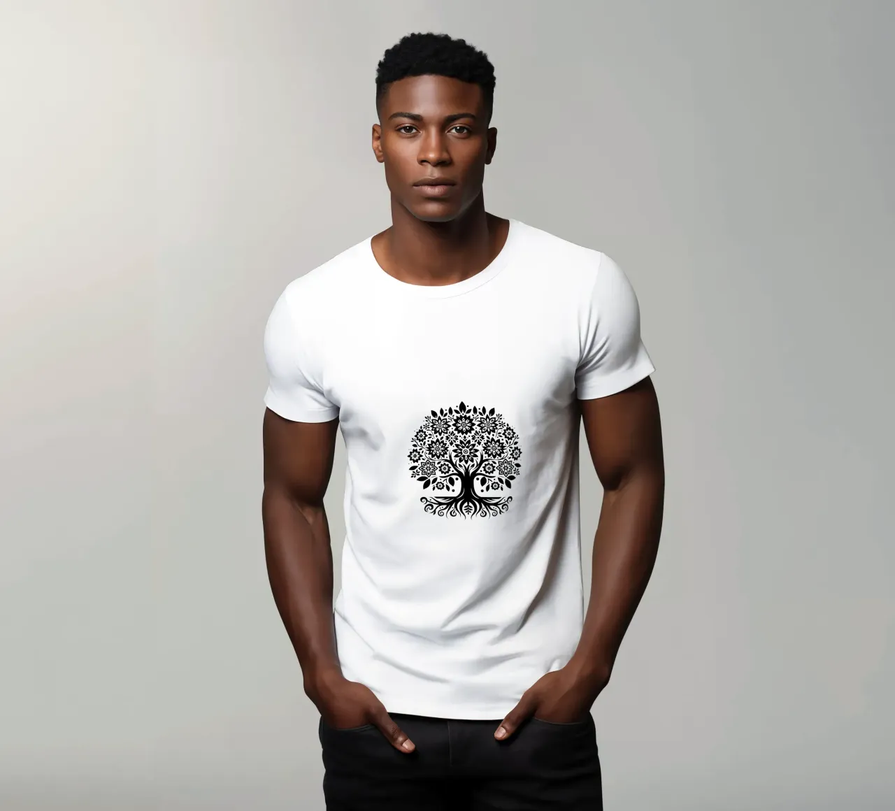 Albero della vita in bianco e nero t-shirt da Spiritual Touch