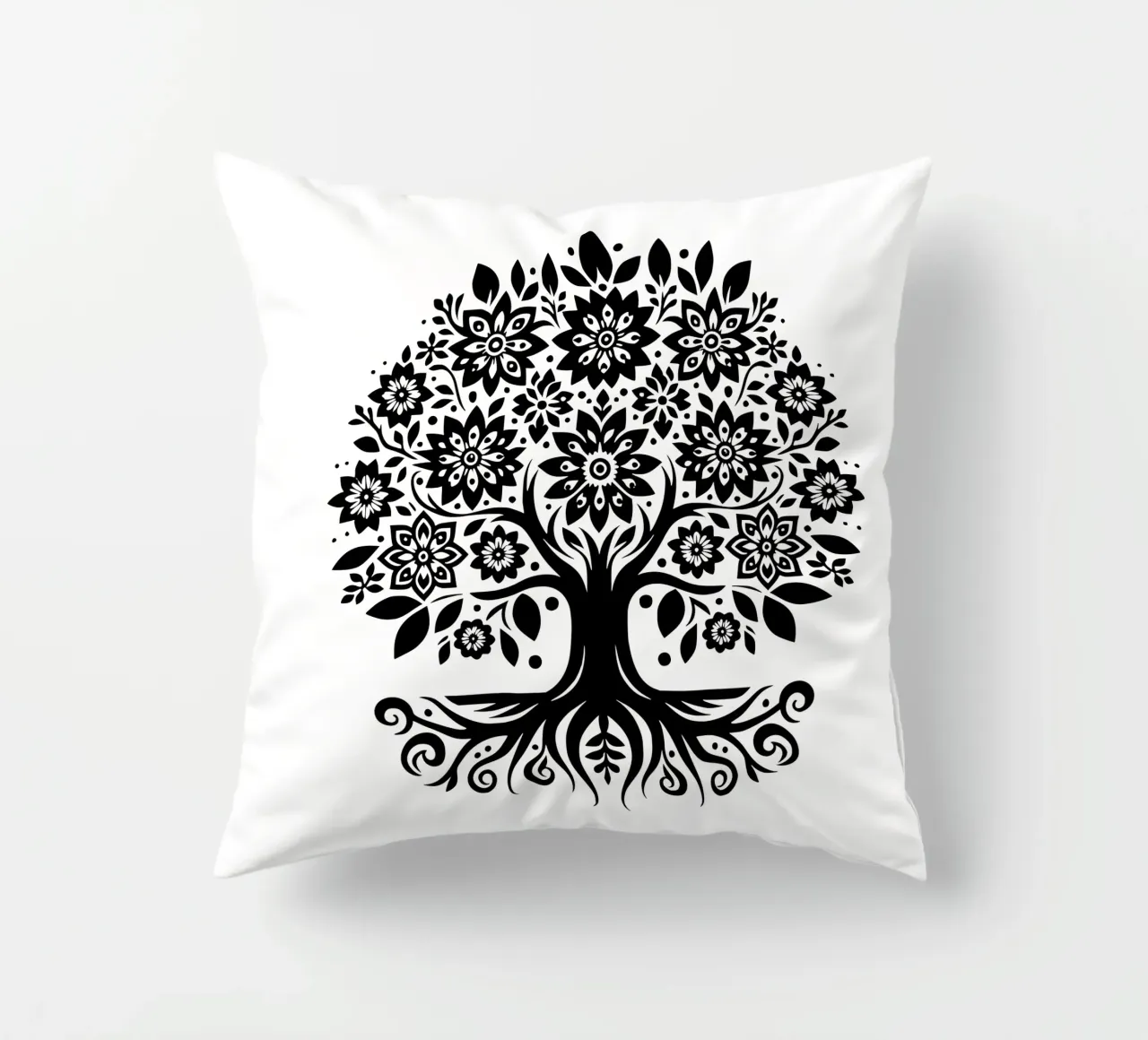 Albero della vita in bianco e nero cuscino da Spiritual Touch