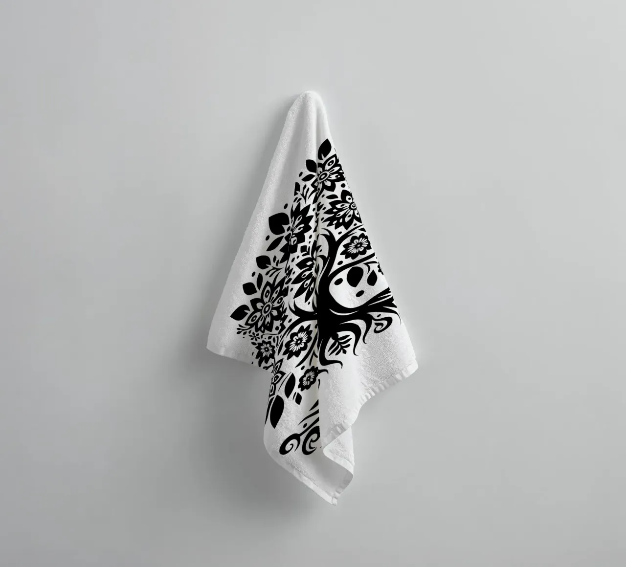 Albero della vita in bianco e nero asciugamano da bagno da Spiritual Touch