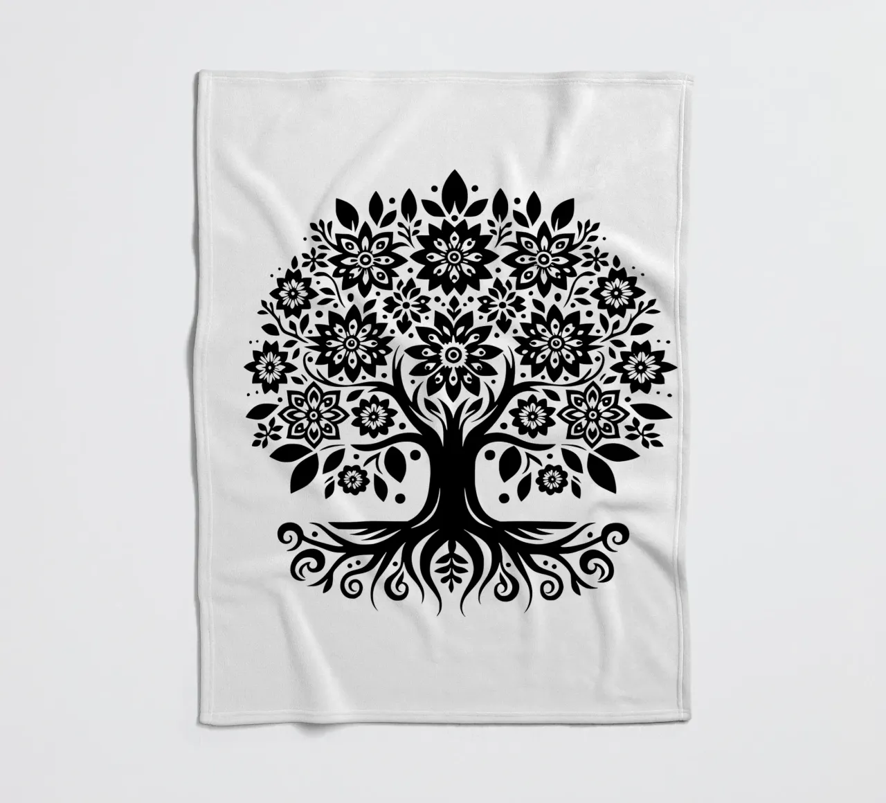 Albero della vita in bianco e nero coperta in pile da Spiritual Touch