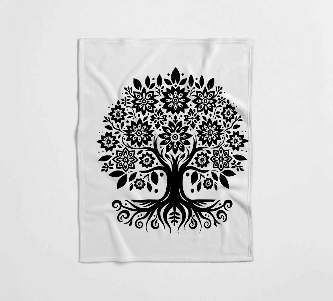 Albero della vita in bianco e nero coperta in pile da Spiritual Touch