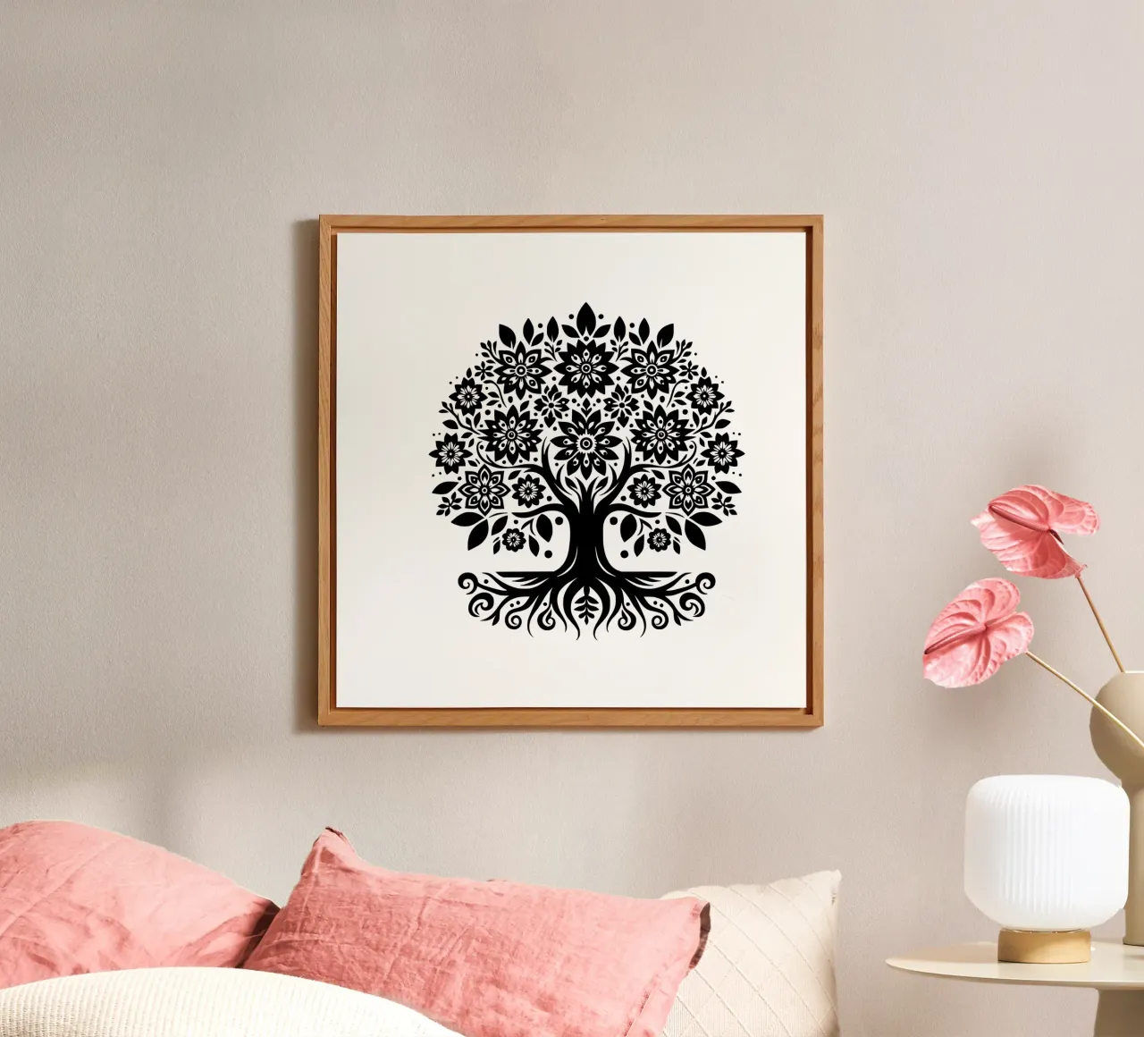 Albero della vita in bianco e nero alluminio dibond da Spiritual Touch