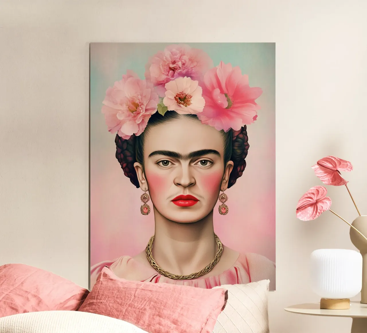 Pink dreams with Frida Kahlo poster by Carinaprint
