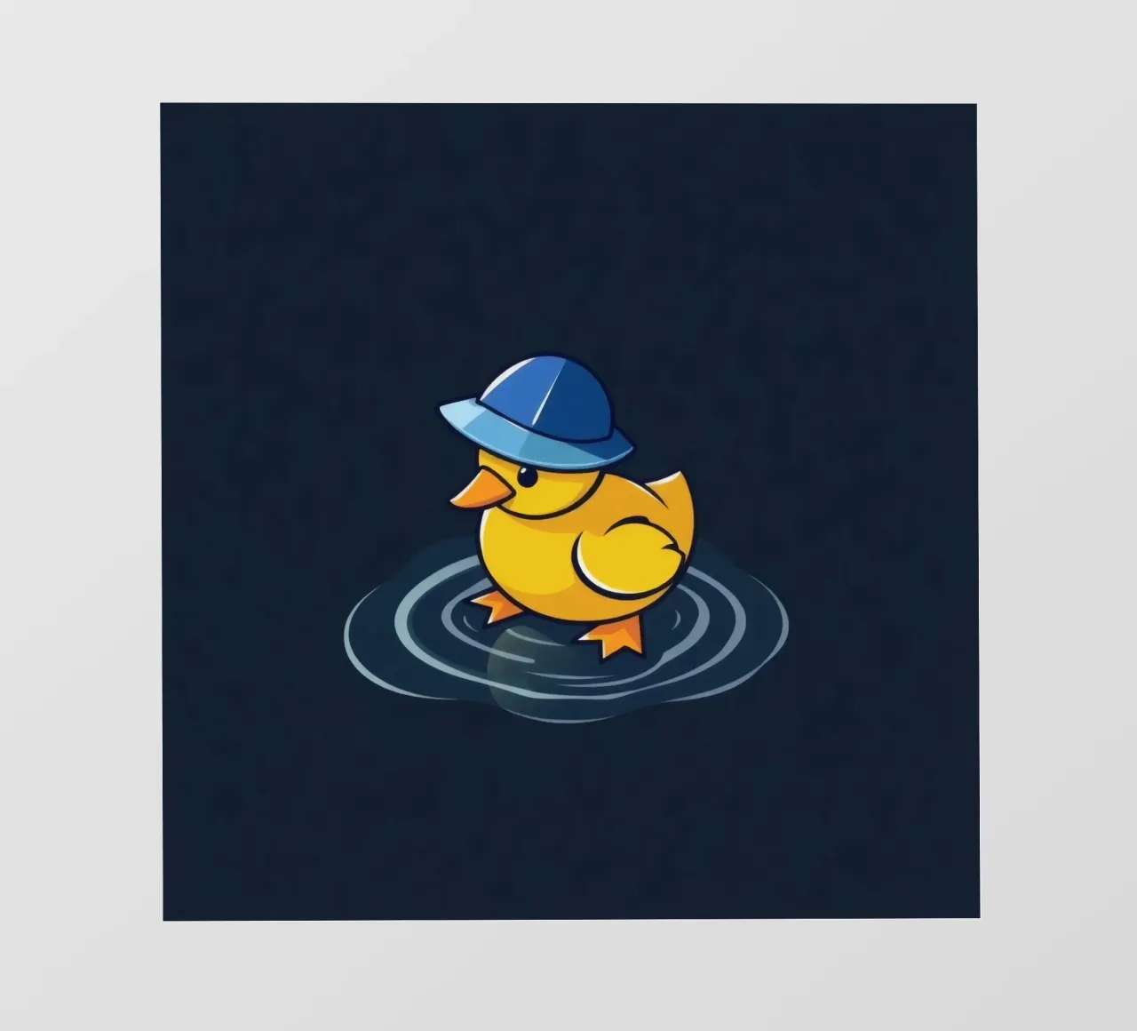Anatra colorata con cappello blu galleggia nell'acqua increspata telo in pvc da DesignDoodle