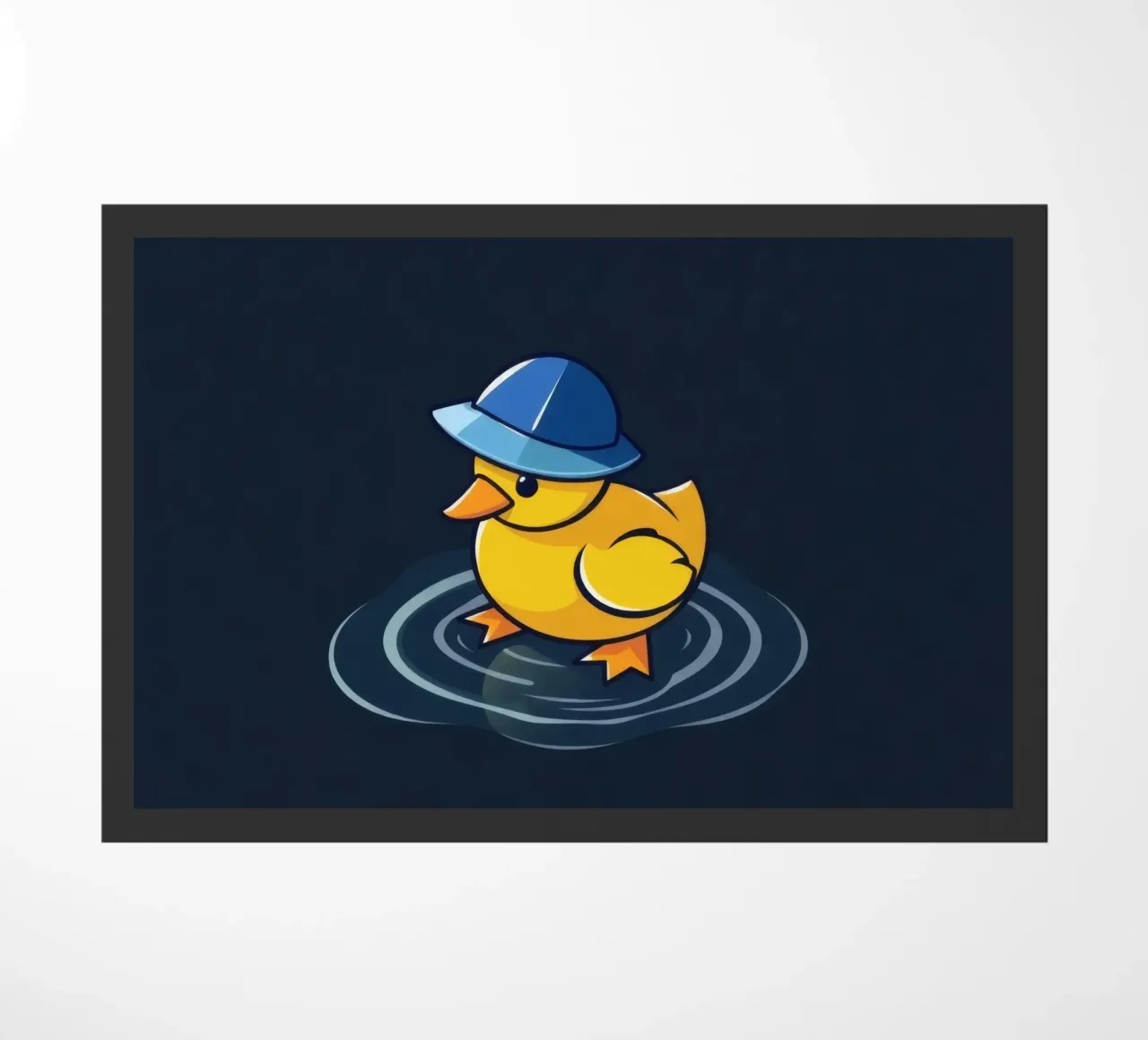 Anatra colorata con cappello blu galleggia nell'acqua increspata zerbino da DesignDoodle