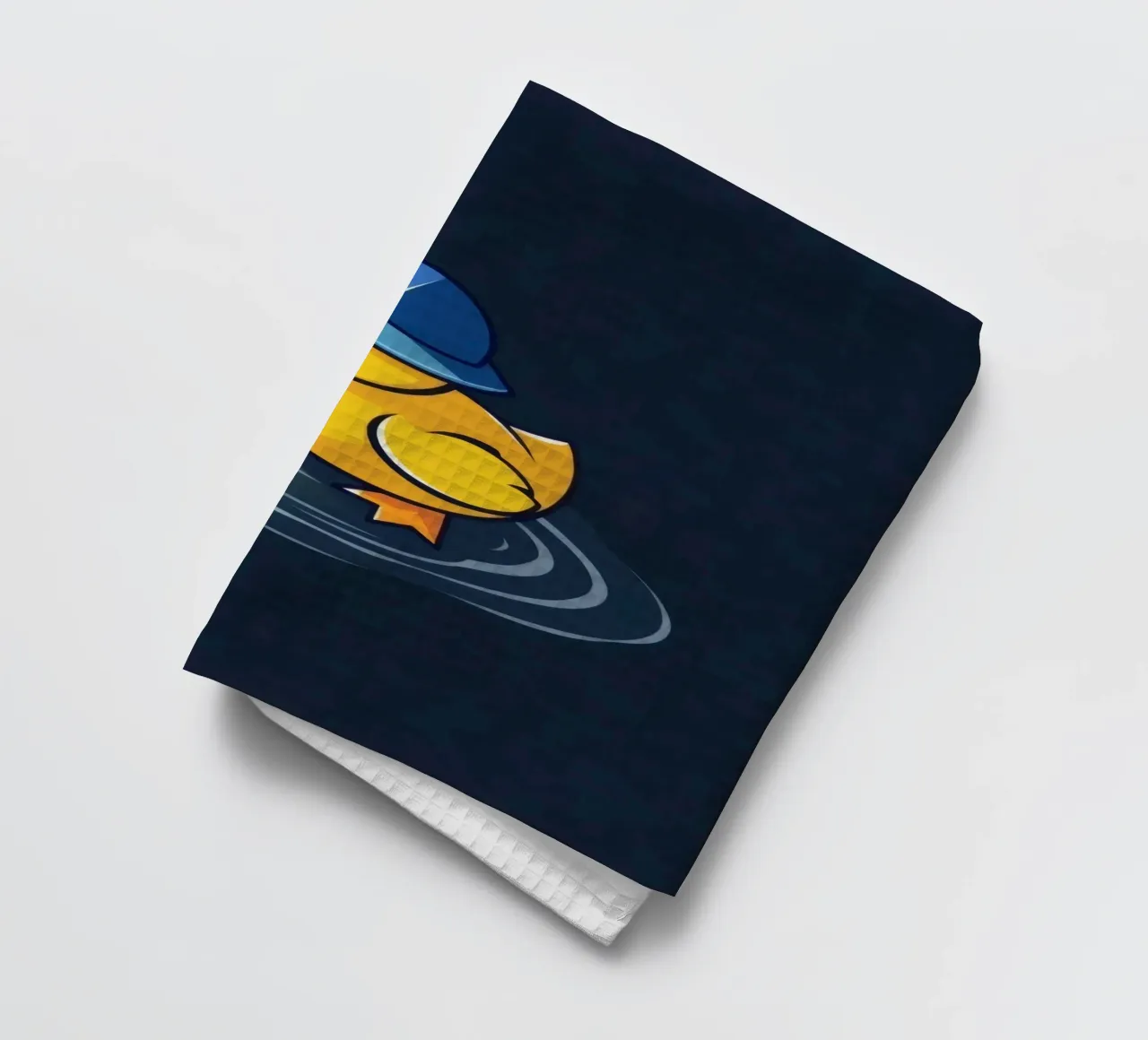 Anatra colorata con cappello blu galleggia nell'acqua increspata canovaccio da cucina da DesignDoodle