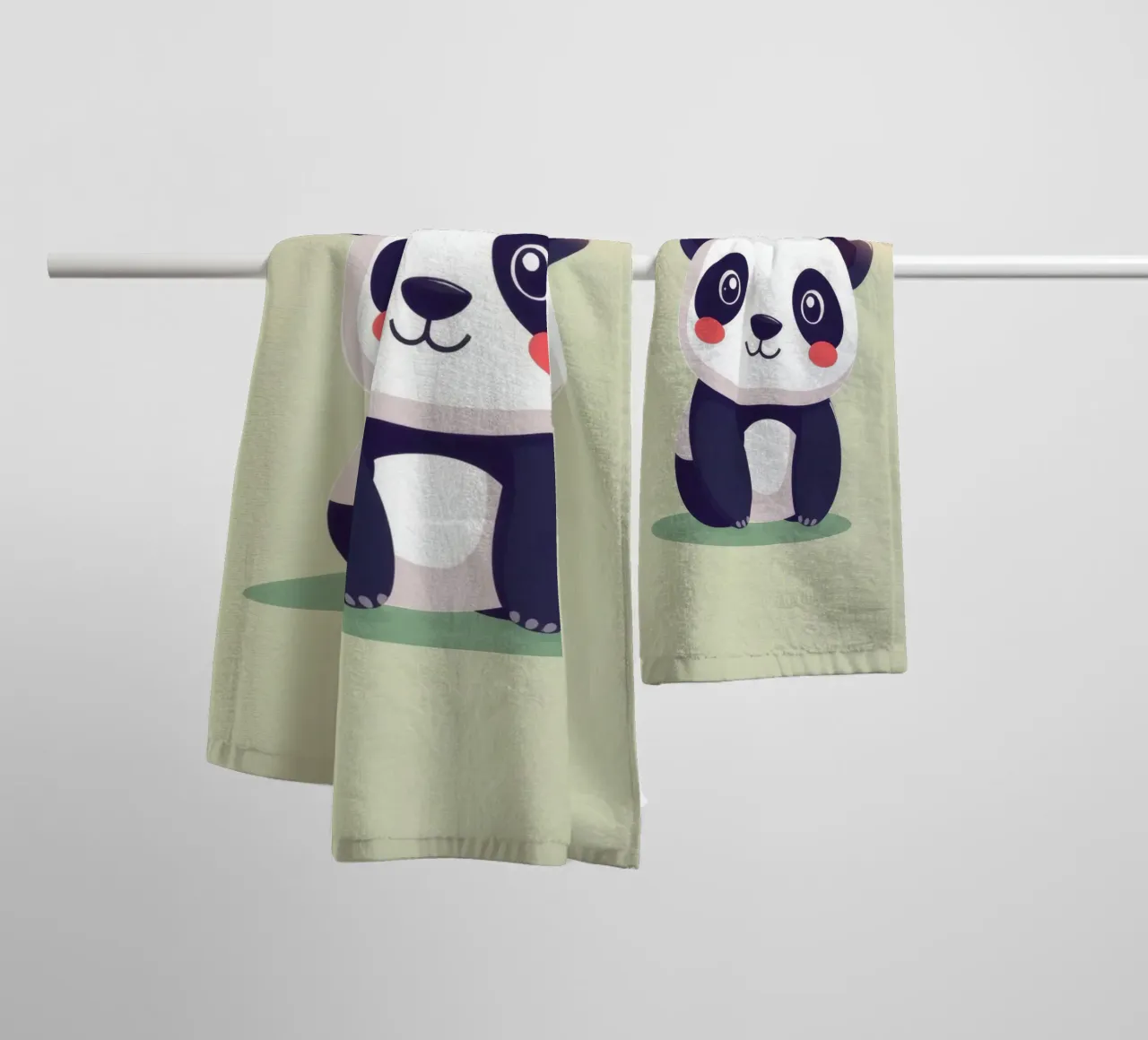 Cute cartoon panda character sitting peacefully towel by DesignDoodle