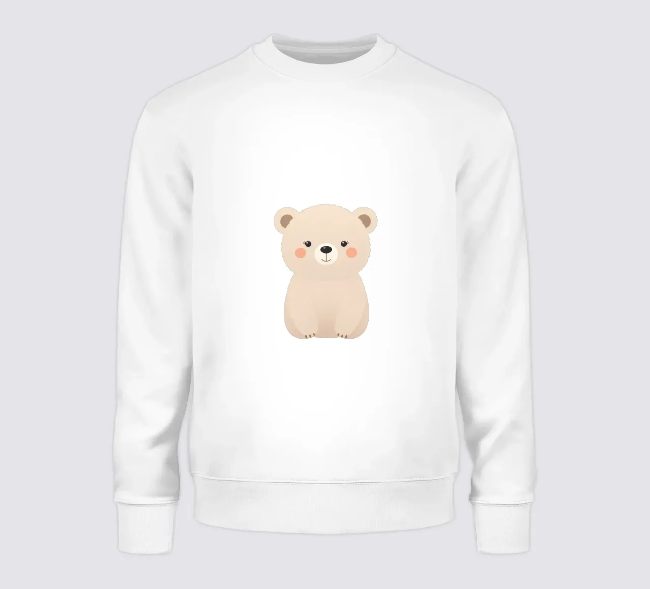 Simpatico personaggio di orso dei cartoni animati con caratteristiche morbide e colori caldi felpa da DesignDoodle