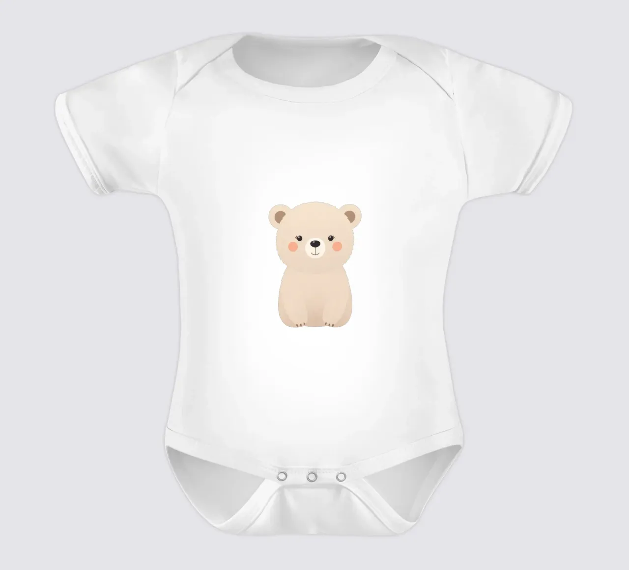 Simpatico personaggio di orso dei cartoni animati con caratteristiche morbide e colori caldi body neonato maniche corte da DesignDoodle