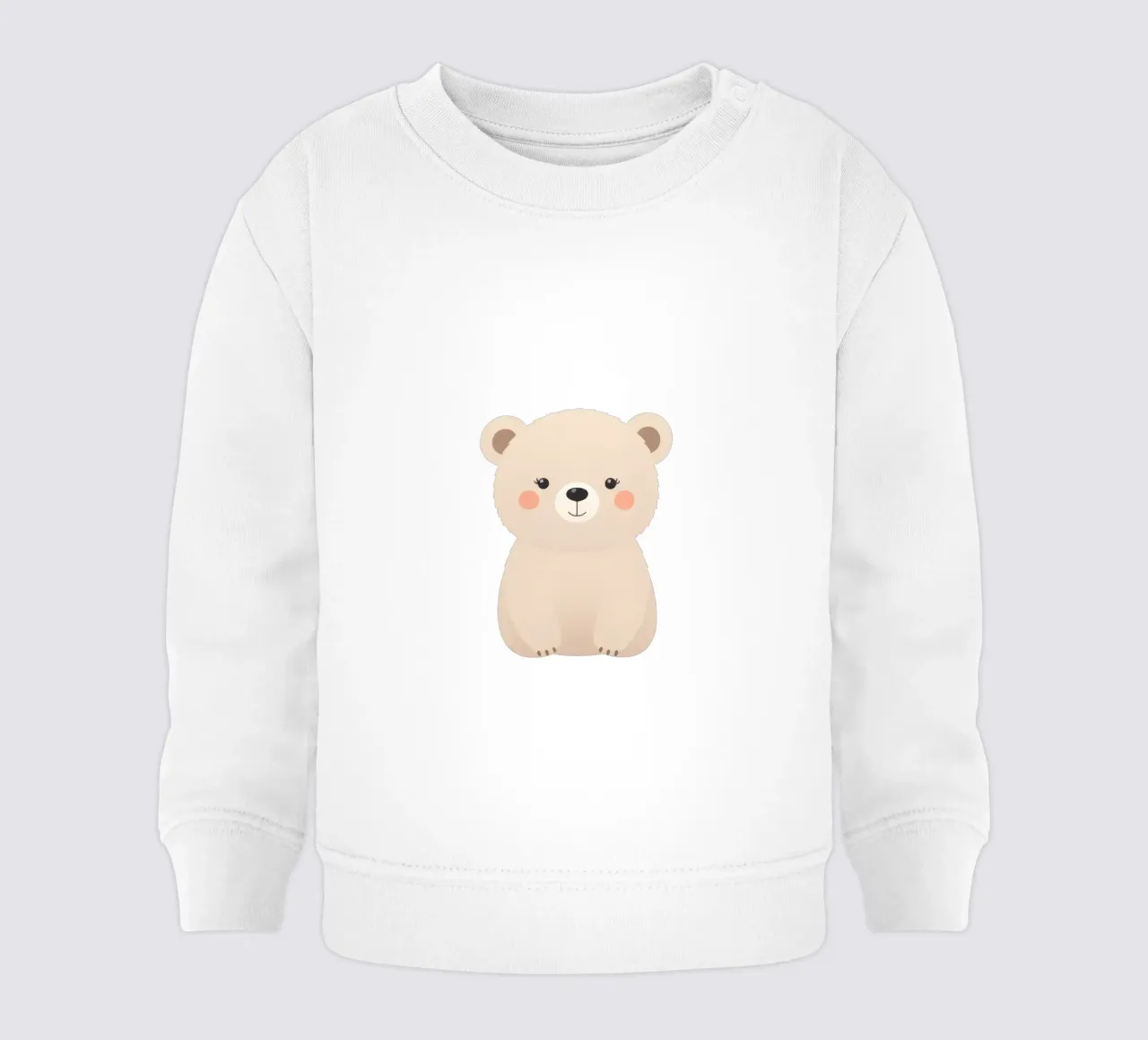 Simpatico personaggio di orso dei cartoni animati con caratteristiche morbide e colori caldi felpa neonato da DesignDoodle