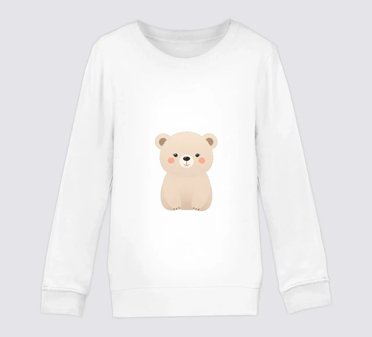 Simpatico personaggio di orso dei cartoni animati con caratteristiche morbide e colori caldi felpa bambino da DesignDoodle