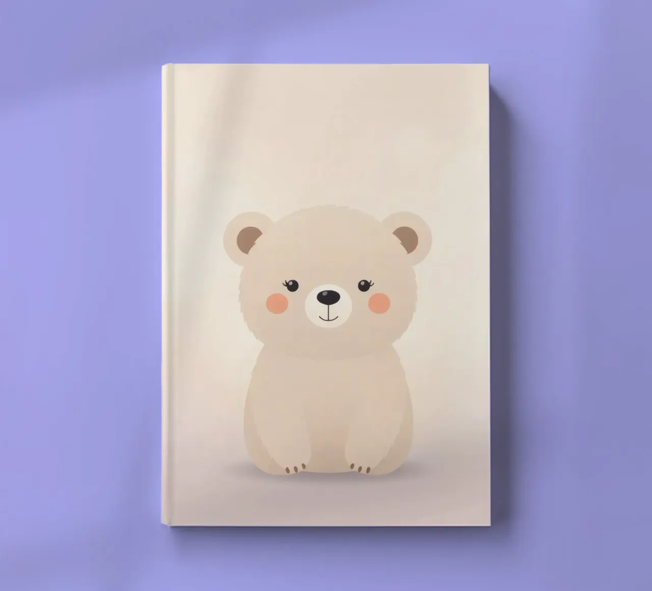 Cute cartoon bear character with soft features warm colors notebook by DesignDoodle