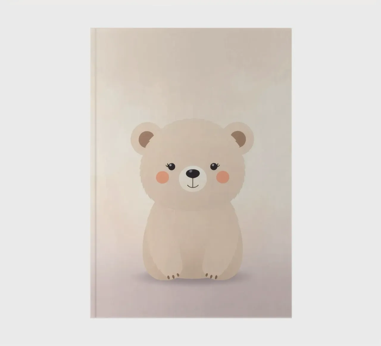 Cute cartoon bear character with soft features warm colors notebook by DesignDoodle