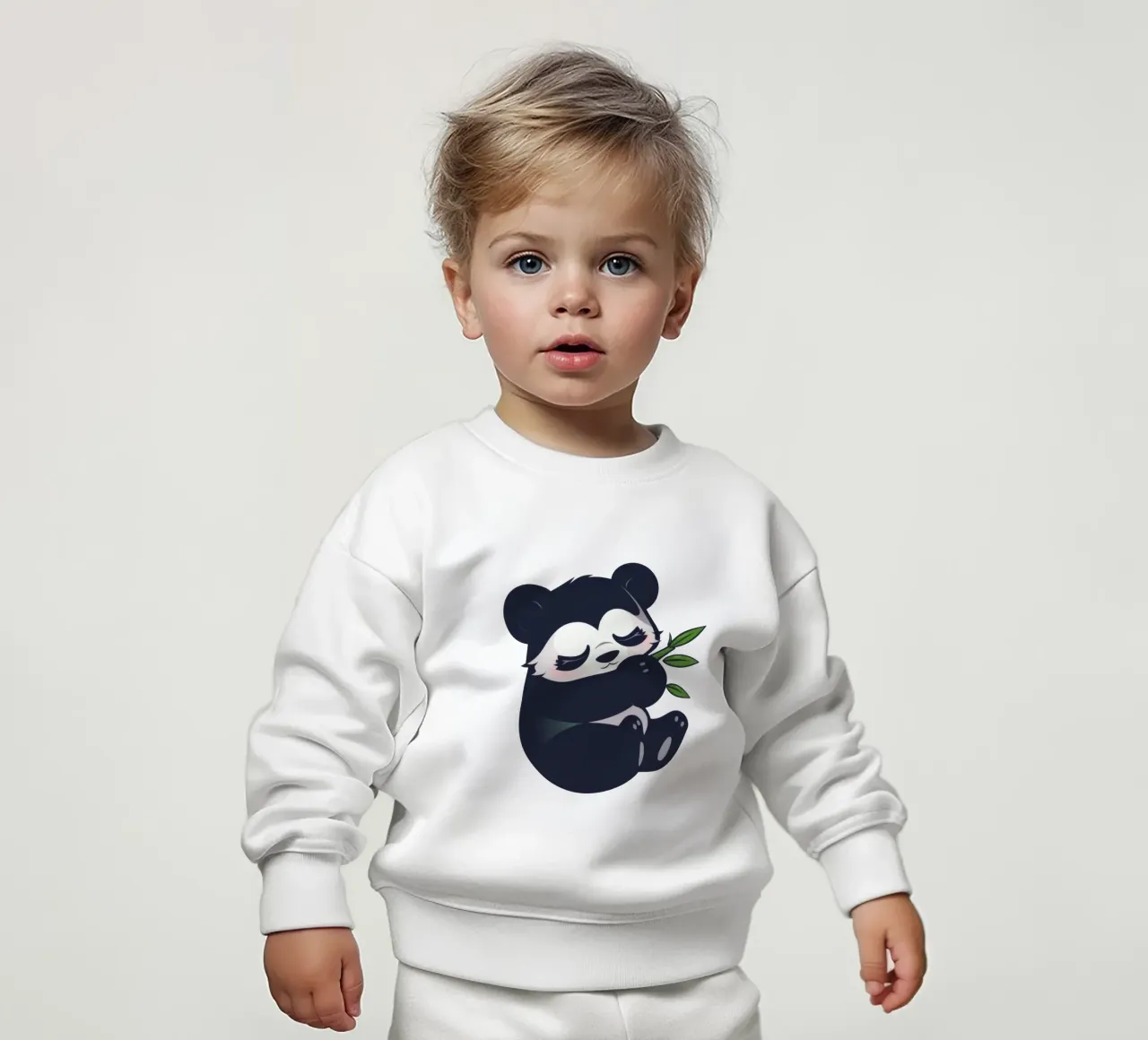 Lindo personaje panda disfrutando tranquilamente del bambú sudadera de bebé de DesignDoodle