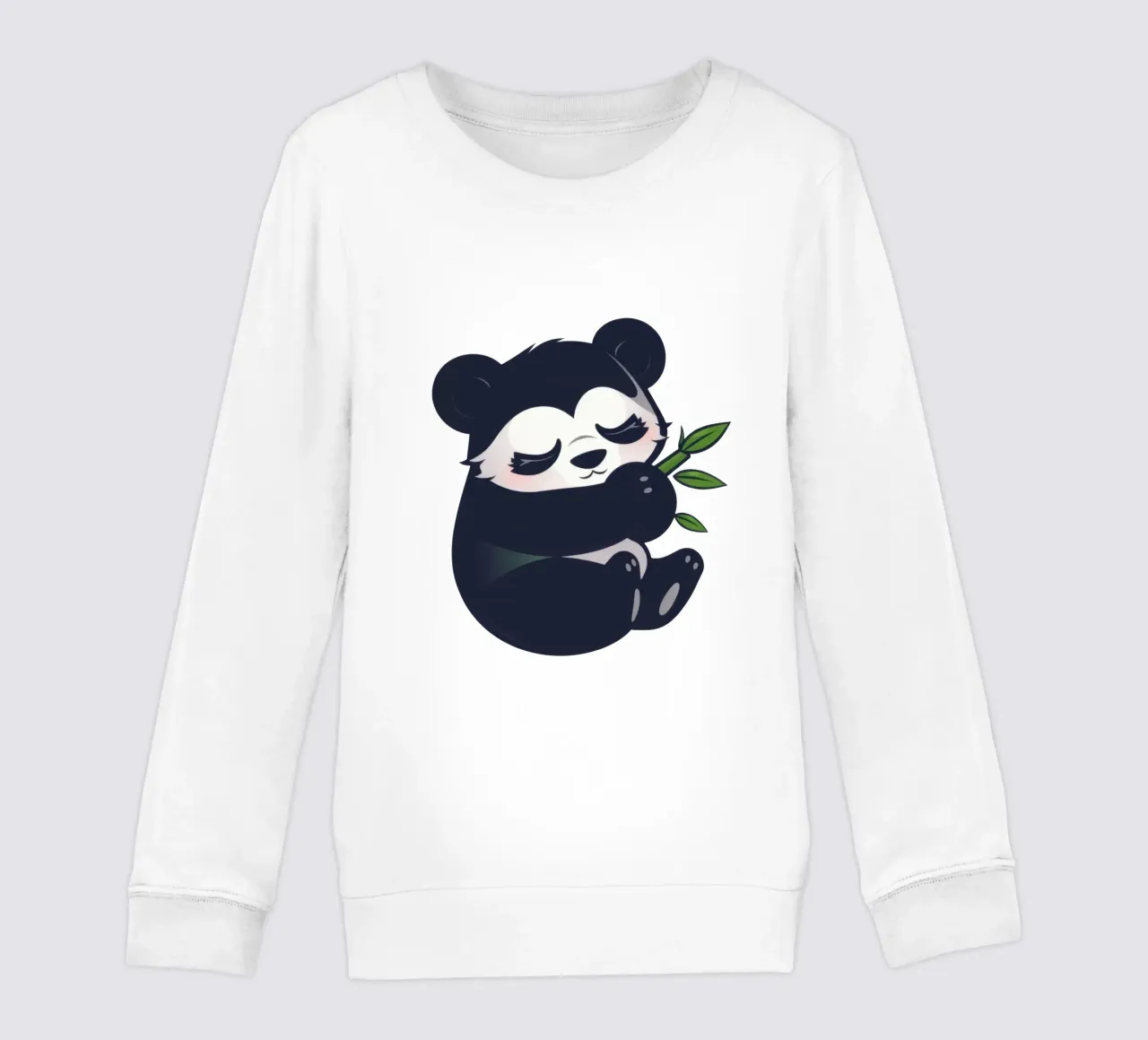 Lindo personaje panda disfrutando tranquilamente del bambú sudadera para niño de DesignDoodle