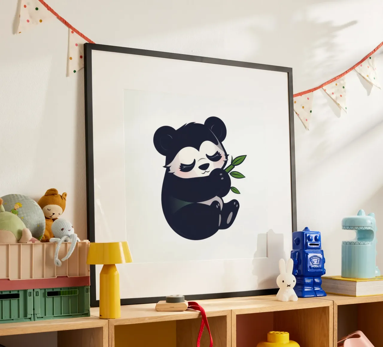 Lindo personaje panda disfrutando tranquilamente del bambú hahnemühle de DesignDoodle
