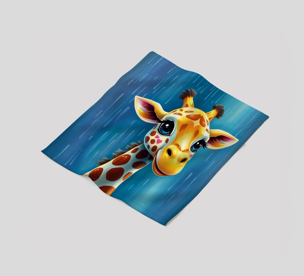 Giraffe with big eyes gazing happily in a colorful art style fleece blanket by DesignDoodle