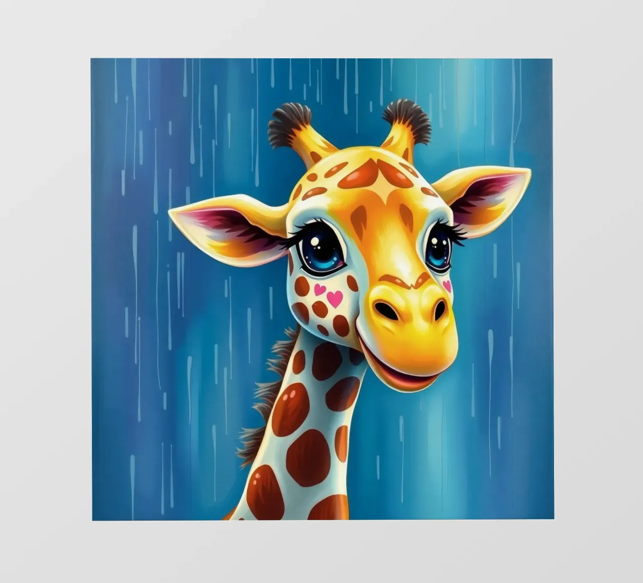 Girafe aux grands yeux regardant joyeusement dans un style artistique coloré bâche pvc de DesignDoodle