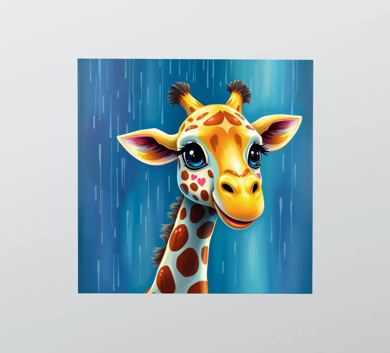 Girafe aux grands yeux regardant joyeusement dans un style artistique coloré autocollant de DesignDoodle
