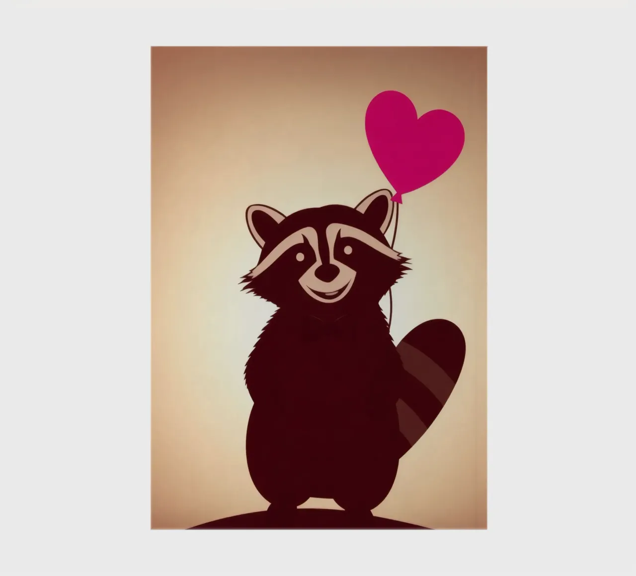 Procione con un palloncino a forma di cuore in piedi con gioia diario da DesignDoodle